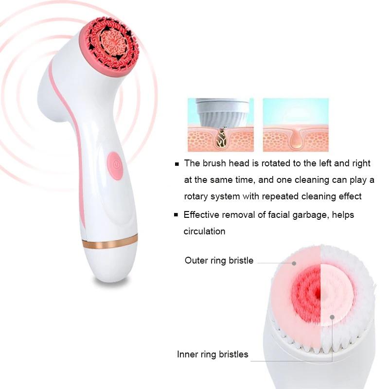 3 In 1 Electric Cleansing Brush Ultrasonic Facial Cleaner Face Massagers Sonic Rotating Cleansing Brush Face Deep Cleansing Tool