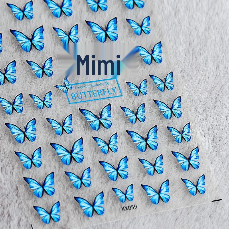 

5D Матовые наклейки для ногтей с бабочками - Самоклеящиеся и прозрачные, серия KX