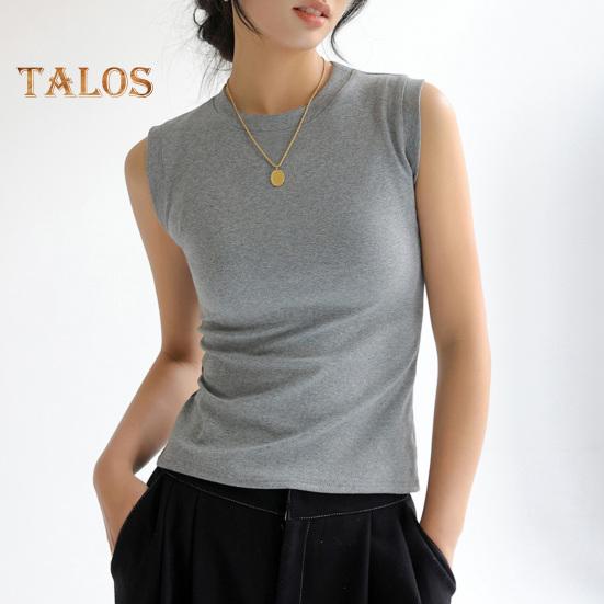 Women's Tank Top Sleeveless Cotton High Neck Crop Top Ribbed Slim Fit Basic Shirt Spring Summer Casual Outfit