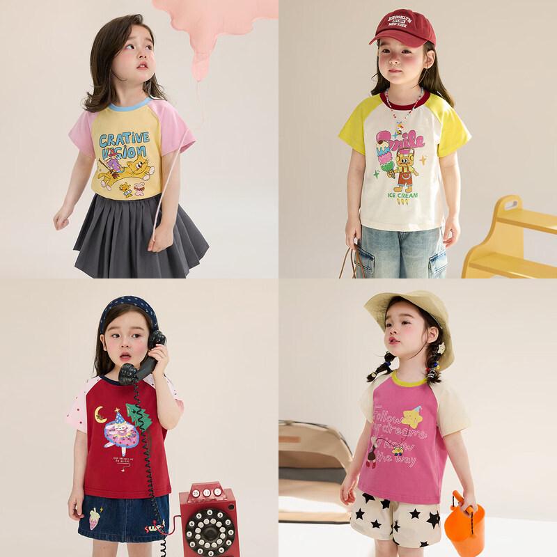 LUSON Toddler Girls' Color Block Raglan T-shirt