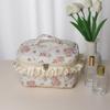 New Large Capacity Makeup Bag Flower Quilting Vintage Flower Make Up Storage Handbag Polyester Travel Organizer for Women Girls