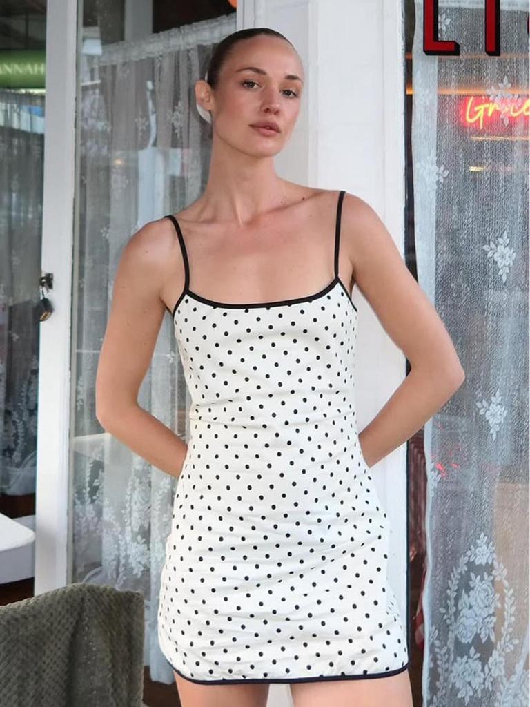 European & American 2026 Spring/Summer Women's Black Polka Dot Mini Dress - Fashionable, Elegant, and Classic.