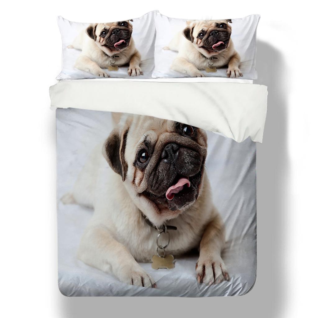 Sada povlečení s 3D vzorem pro domácí mazlíčky Domácí Ložnice Povlak na polštář Povlečení pro jednu/manželskou postel Dekorativní ložní souprava pro 2/3 ložnice