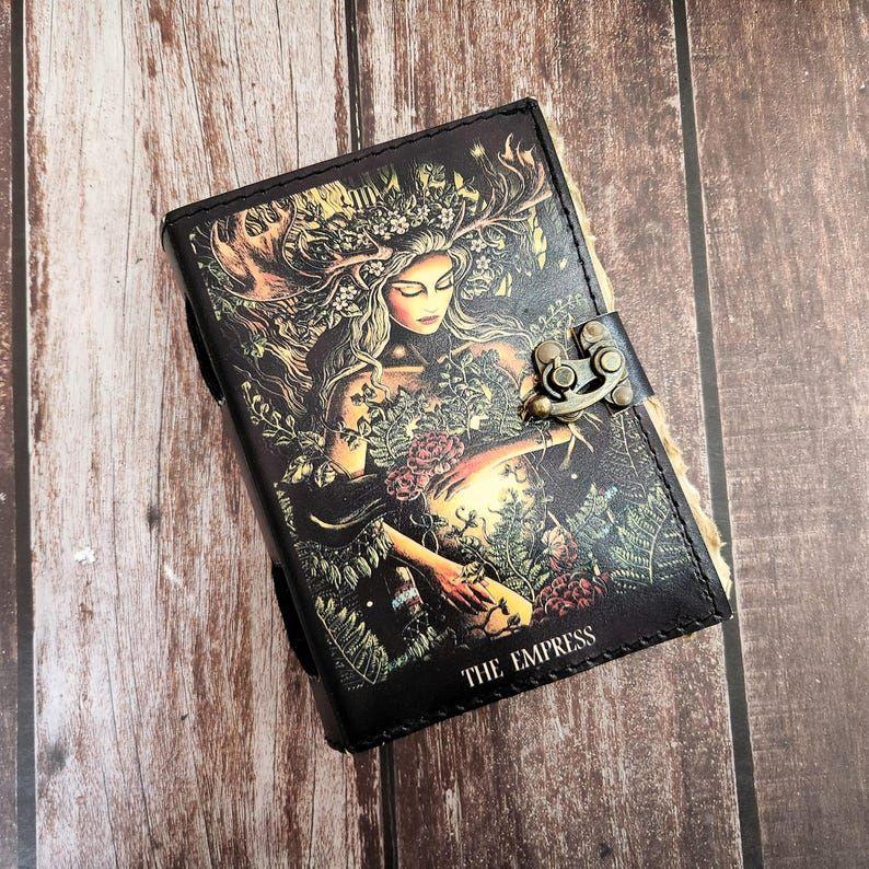 Leather Journal THE EMPRESS Printed Leather Dairy, Dream Journal, Wedding Gift,  Leather Sketchbook, Personalized Gift.