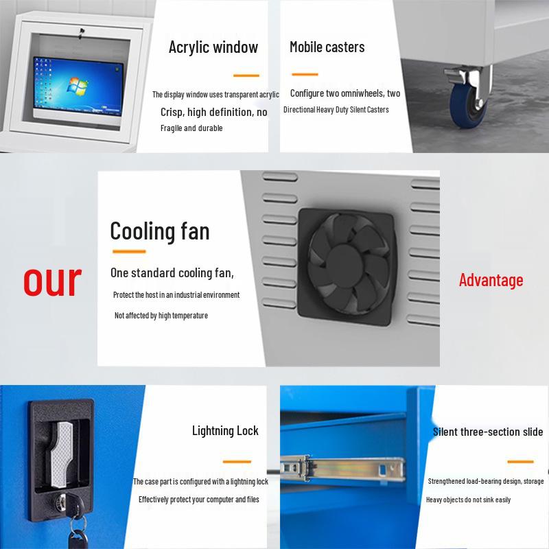 Durable Moisture-Proof Movable Industrial PC Cabinet for CNC Workshop