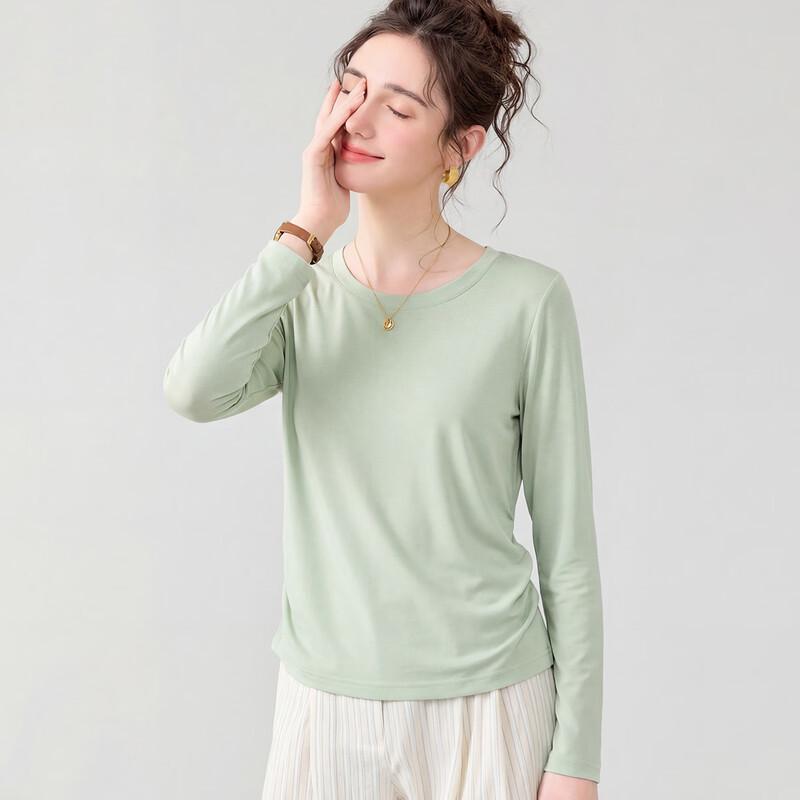 Snowforte Women s Silk Blend Pleated Round Neck Knit Top M зелёный