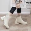 Damenstiefeletten mit mittelhohem Absatz und dicken Absätzen, hochhackige Schuhe, Frühling und Herbst, All-Match-Einzelstiefel, Bkack-Stiefel, kurze Stiefel, Damen