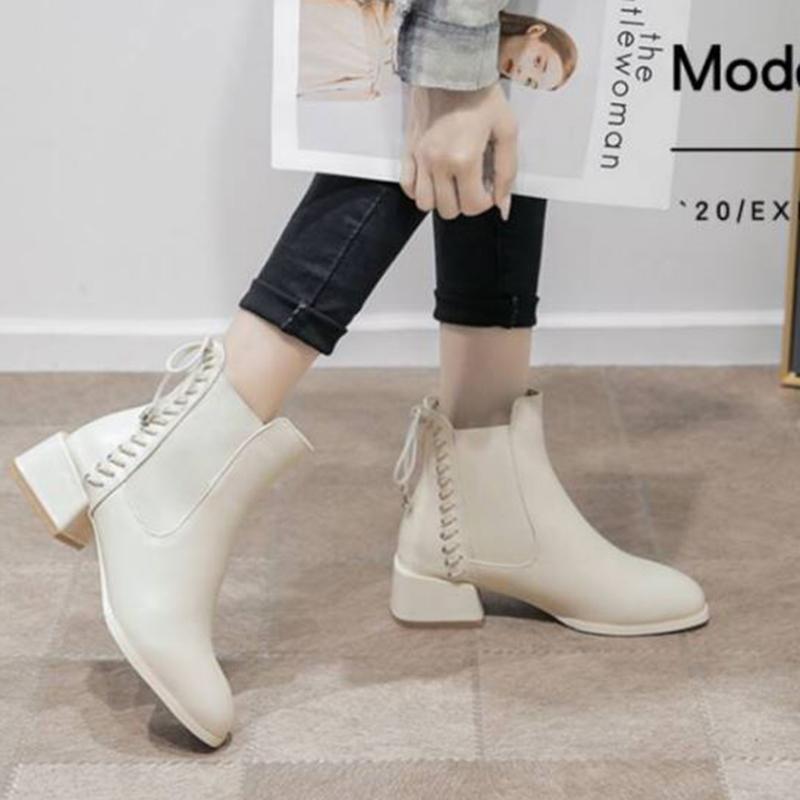 Damenstiefeletten mit mittelhohem Absatz und dicken Absätzen, hochhackige Schuhe, Frühling und Herbst, All-Match-Einzelstiefel, Bkack-Stiefel, kurze Stiefel, Damen