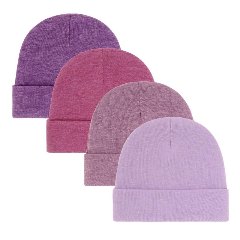 4Pcs Infant Fetal Caps Set Breathable Comfortable Hospital Essential Bonnet Hat for Boys Girls 0-3 Months Old