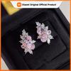Huitan Sweet Pink Cubic Zirconia Stud Earrings for Women Silver Color Fashionable Ear Piercing Accessories Wedding Party Jewelry