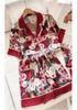 Women's Summer Floral Long Sleeve Loose-Fit Ice Silk Pajamas - Comfortable, Breathable, High-End Feel