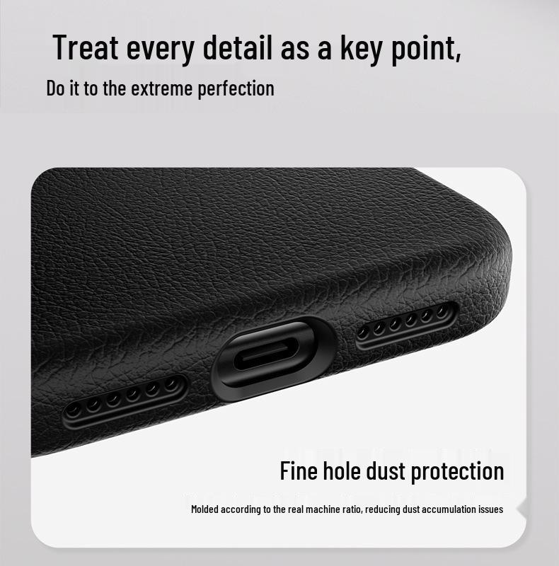 Elektrogeplateerde Echt Lederen Frosted Magnetische Hoes voor iPhone 17 Pro Max