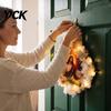 Religious Home Accents Pre-Lit Nativity Wreath, Battery Powered Lighted Hanging Wreath with Burlap Retro Style Holiday Gift Bow And Star for Christmas
