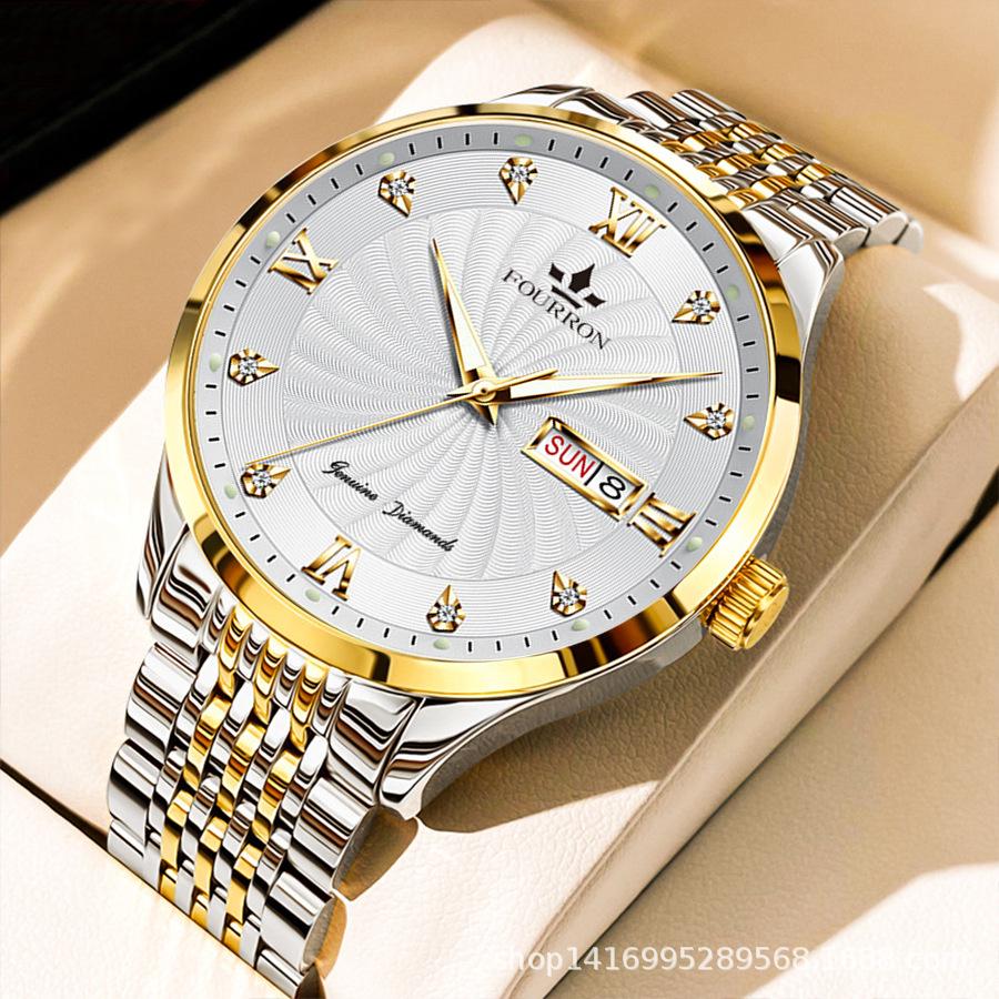 FOURRON Men's Waterproof Luminous Quartz Watch - Fashionable, Thin, and Sporty.