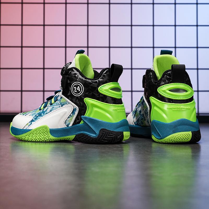 31-40 Children's Large Size Anti Slip and Wear-resistant Fashionable Sports Shoes High Top Basketball Shoes