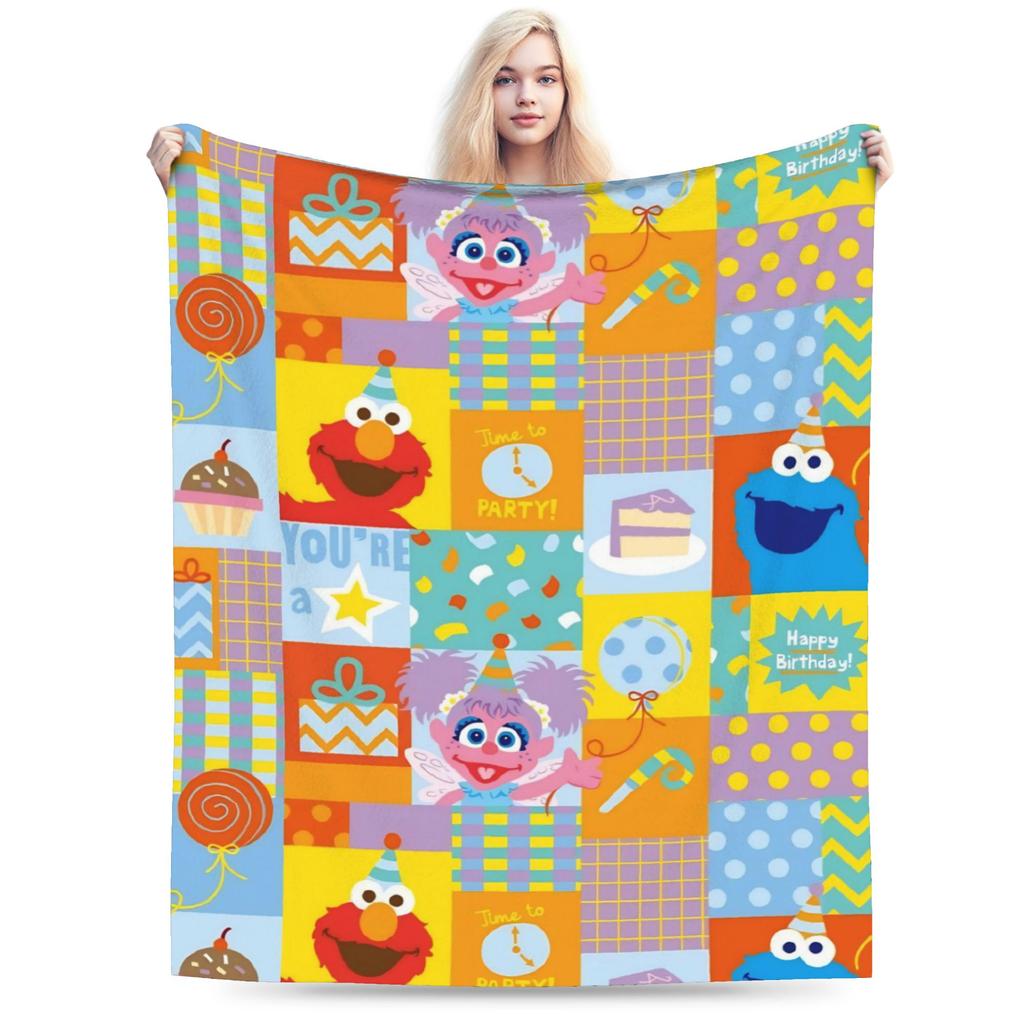 Red Dancing Elmo Pattern Sesame Street Wool Blankets  Novelty Throw Blankets for  Sofa Bedding Lounge 125*100cm Bedspread