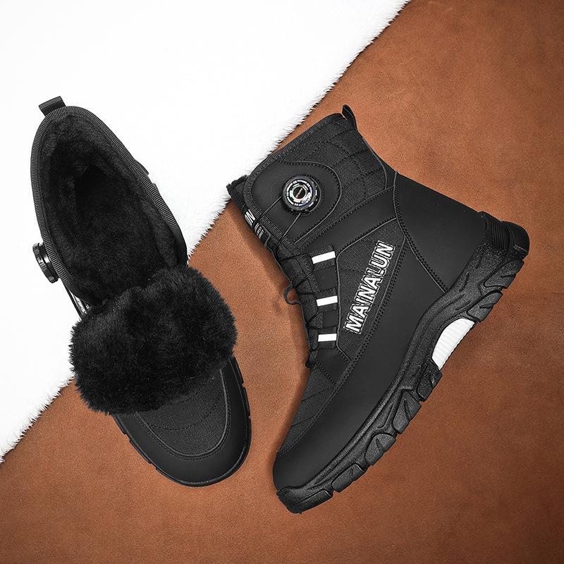 

Мужские зимние теплые сноубутсы большого размера с высоким верхом, повседневная спортивная обувь, ботинки 39 чёрный