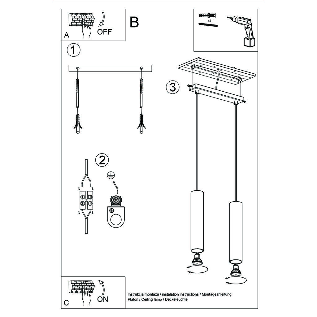 Lampa Wisząca Lagos 2 Gu10 Złoty Połysk Sollux Sl.1241