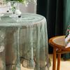 Lotus Leaf Edge Premium Green Hollow Lace Tablecloth Round Mirror Lotus Leaf Edge Small Fresh Lace Tablecloth