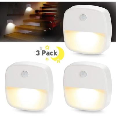 LED Wall Night Light - Pack of 3 - Motion Detector - Light Sensor - Warm White