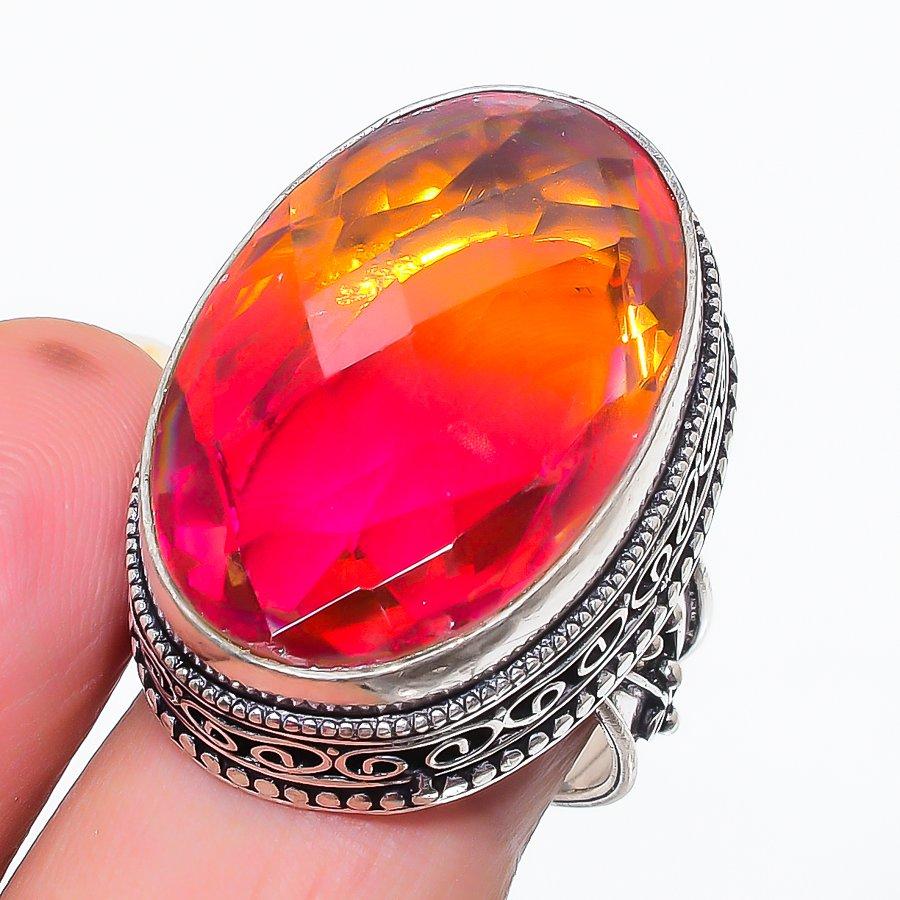 

Natural Bi-Color Tourmaline 925 Sterling Silver Jewelry Ring Size 8 g5J12