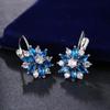 Europäische & Amerikanische Ohrklemmen: Dark Night Schmuck Bunte Blume AAA Zirkonia Ohrstecker