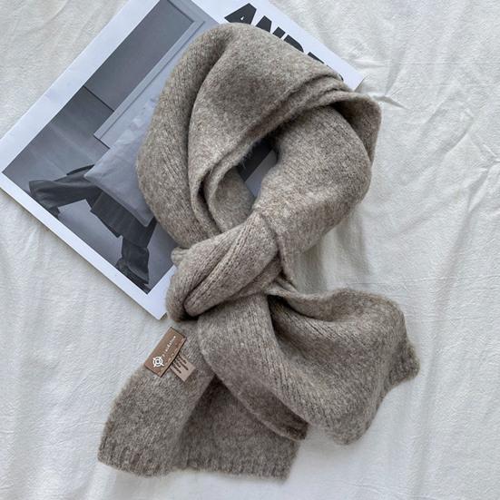 Winter Scarf Windproof Solid Color Soft Thick Knitting Keep Warm Cozy Unisex Korean Style Men Scarf for Outdoor