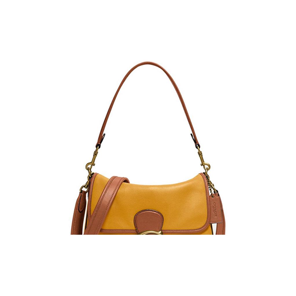 Coach Tabby 26 Color Block Classic Buckle Closure Leather Shoulder Bag Women Shoulder Bag Gold Brown C5261-B4SZ9