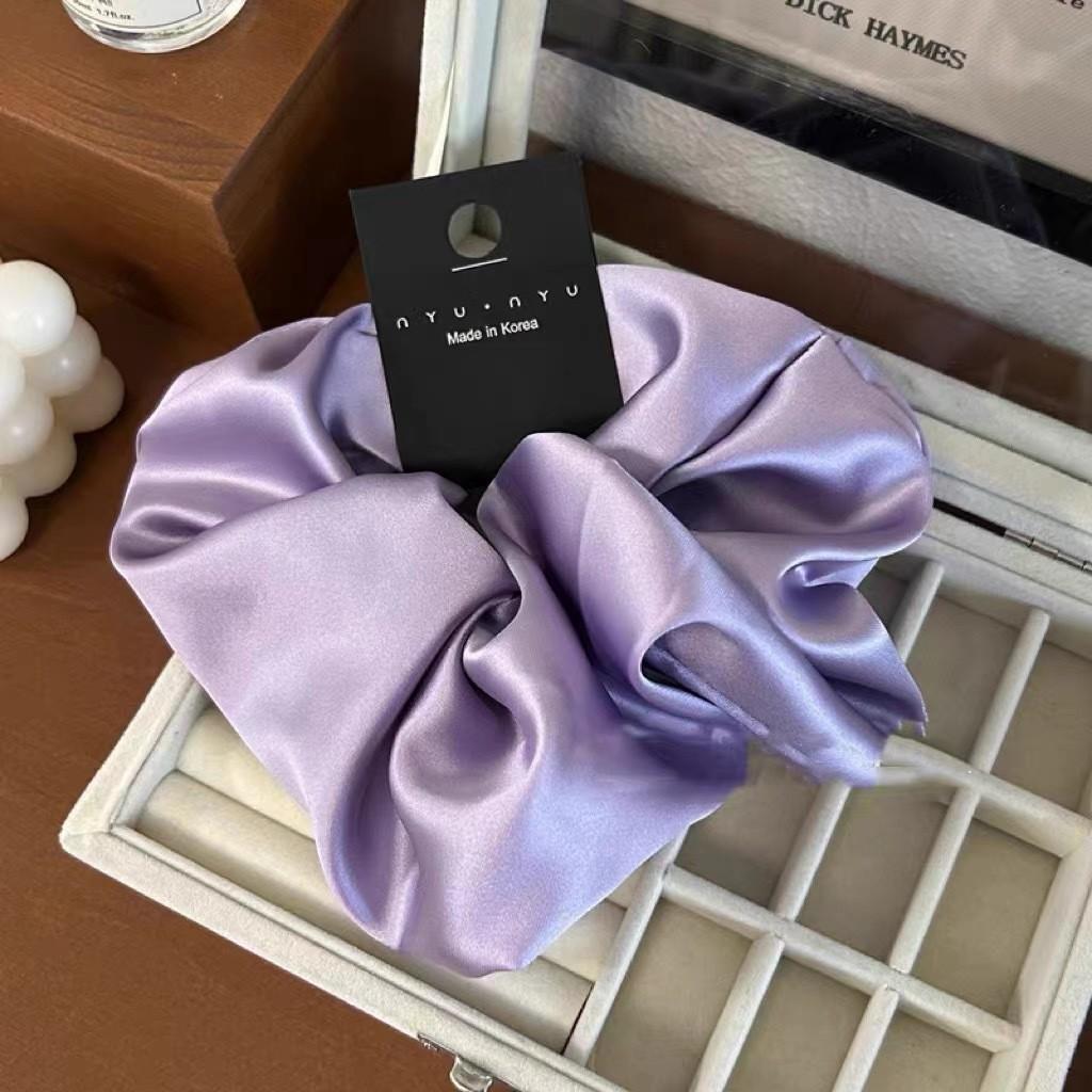 Oversize Satin Scrunchies Elatic Hair Bands Women Girls Ponytail Holder Silk Hair Ties Simple Large Chouchou Hair Accessories