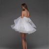 Retro shoulder French short dress white engagement new light wedding dress temperament elegant birthday dress skirt
