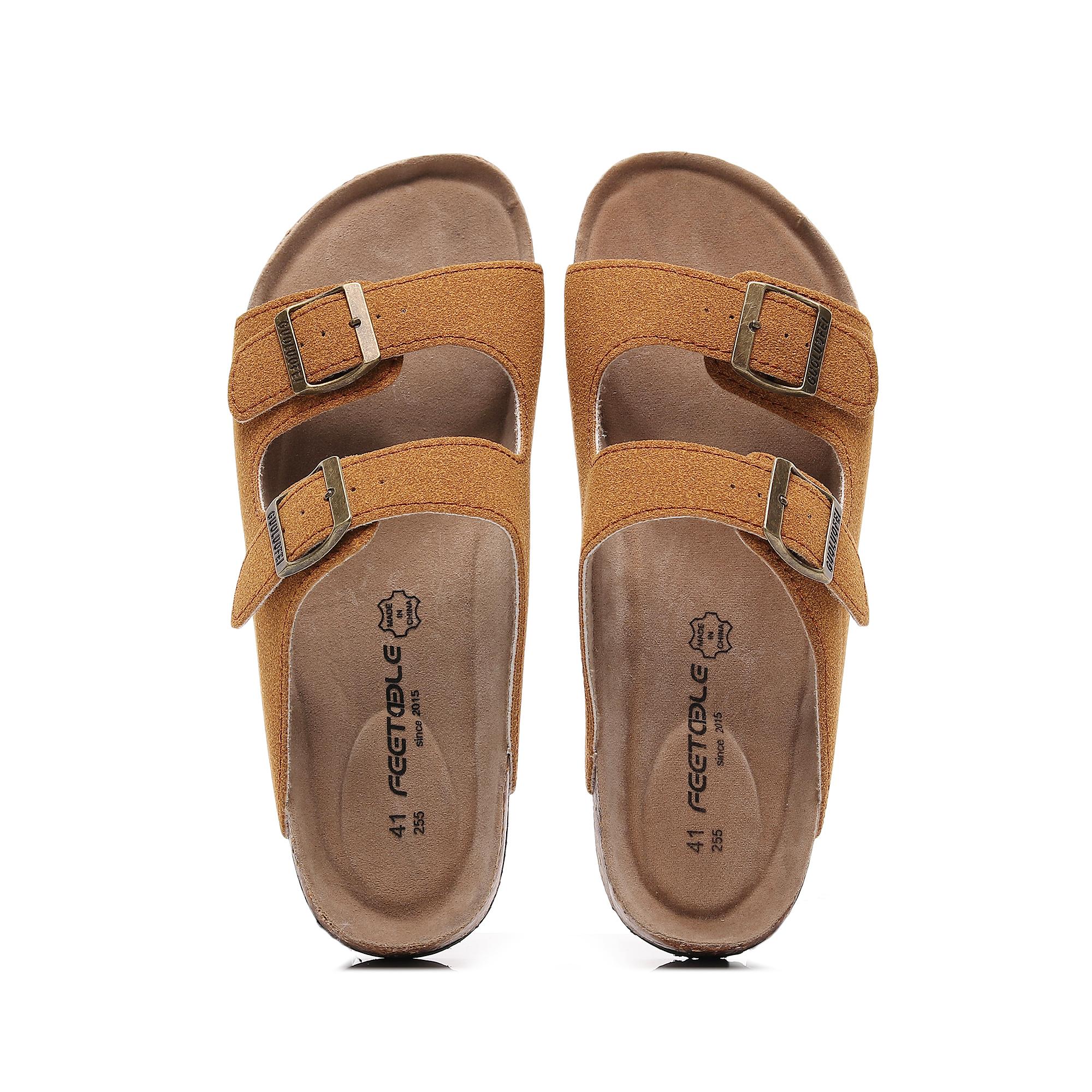 

Кожаные классические регулируемые двойные ремешки с мягкой стелькой для летних пробковых шлепанцев 45