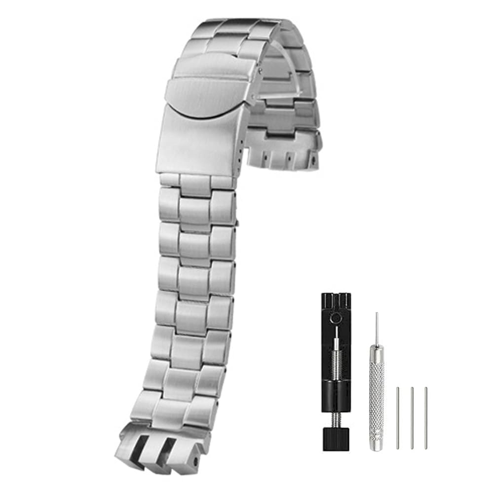 Sibehill 20mm Replacement Stainless Steel Watch Band for Swatch, with Adjustment Tool, Arched Concave Mounting Type