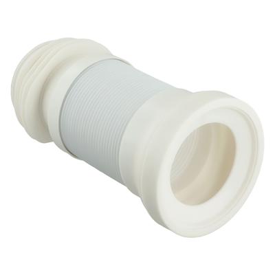 Flexibilní připojení WC mísy z bílého PVC pro prodloužení odpadní trubky toalety 250 mm až 500 mm a spolehlivá vodovodní tvarovka
