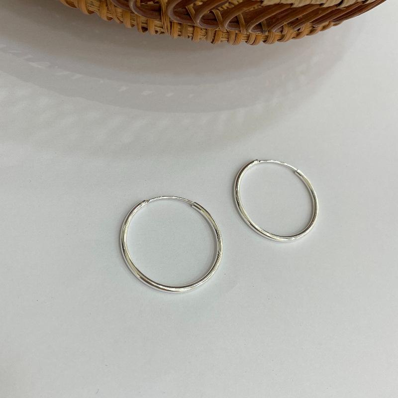 S925 Sterling Silver Thick Large Hoop Earrings for Women, Elegant Design, New Arrival