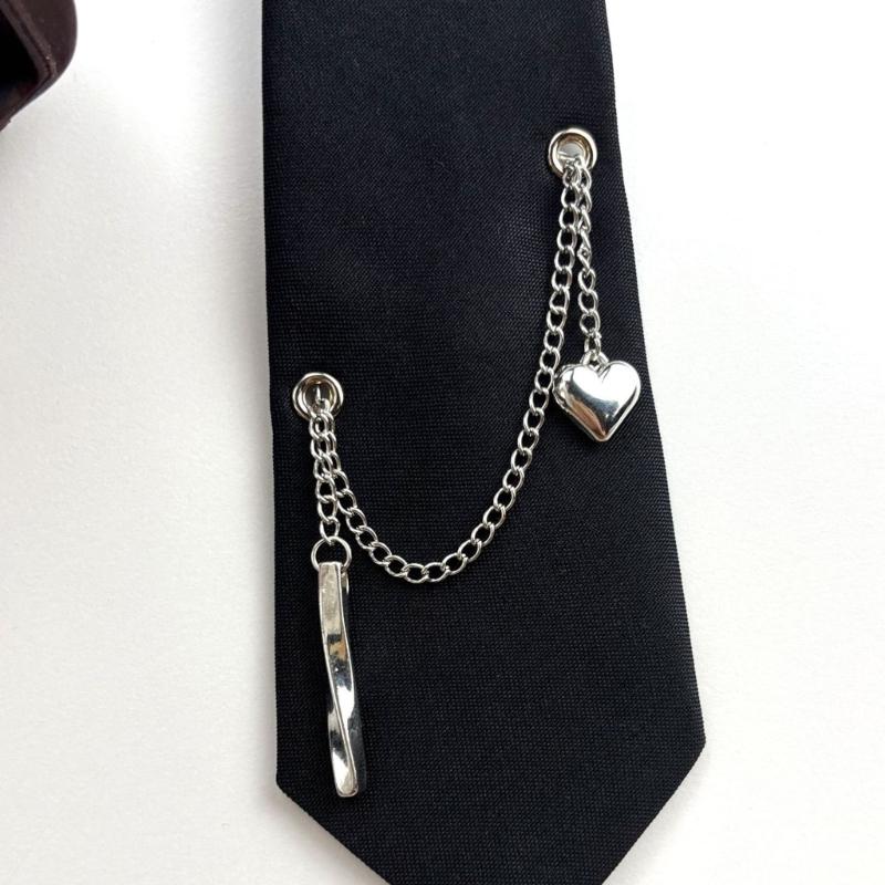 PreTied Women Necktie With Quick Zipper Design Fashion 2000s Punk Chain Decors Neck Tie For Business Event Gathering