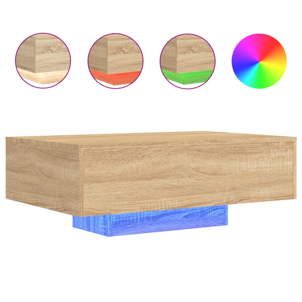 Moderner, Minimalistischer Und Eleganter Couchtisch Mit LED-Lampe, Beistelltisch Für Das Wohnzimmer, Niedriger Ablagetisch, 85x55x31 Cm