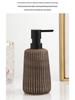 Flacon à lotion en céramique vintage à rayures verticales - Distributeur de gel douche 400 ml pour hôtel ou maison.