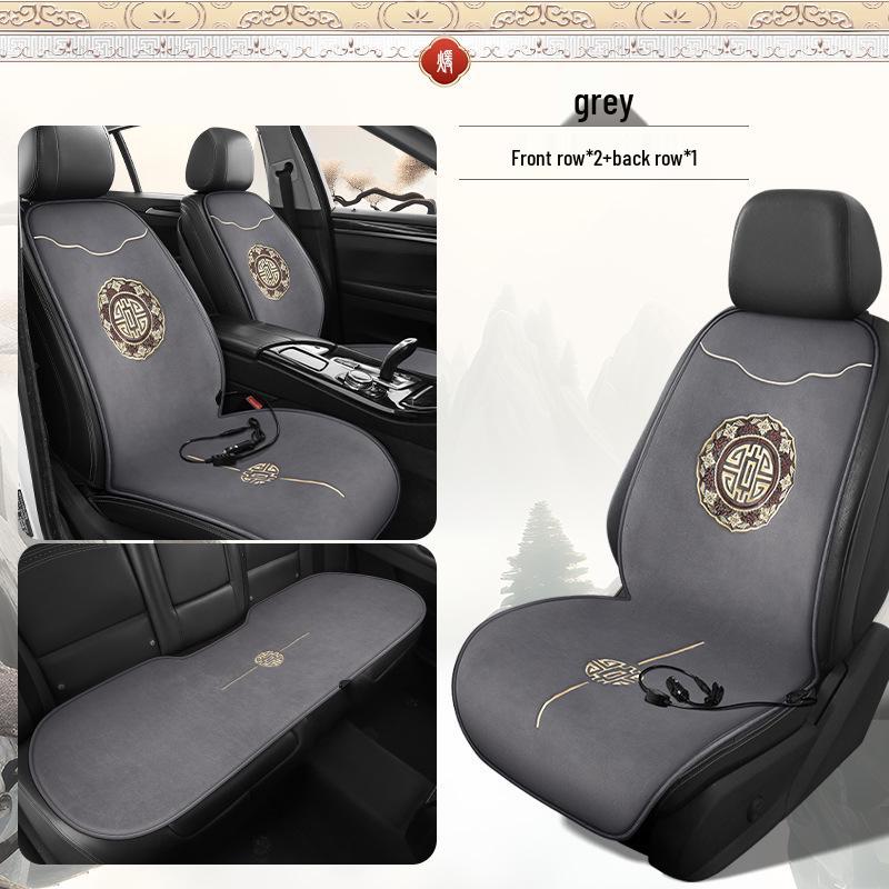 Set di Tappetini Riscaldanti per Sedili Auto Invernali 12V: Peluche, Elettrico, 3 Pezzi Stile Nazionale