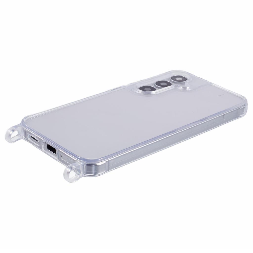For Samsung Galaxy S24+ Case PC+TPU 1.5mm Clear Phone Cover with Lanyard Holes