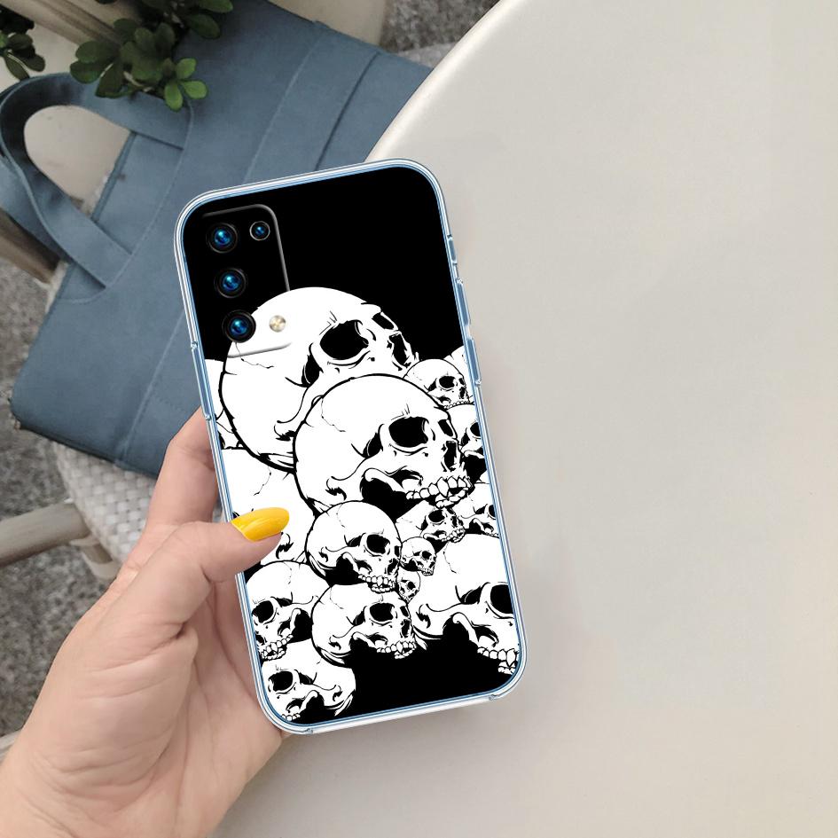 FM46 Skeleton Skull Soft Shell Transparent Phone Case for Motorola Moto G7 G8 G9 G84 G85 G73 G24 G15 Z2 Play Power Plus