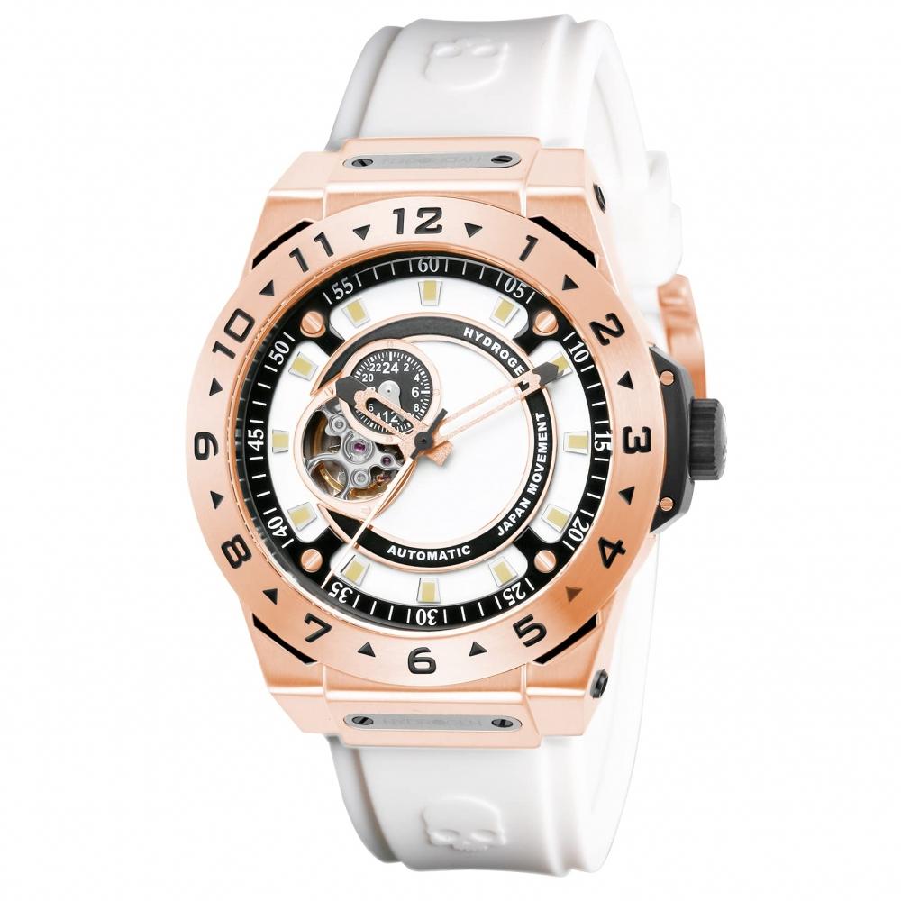 

[Hydrogen] VENTO Watch White Dial Stainless Steel Rubber Automatic Winding 10 ATM Water Resistant 44MM Fashion Apparel Watch HW424401 Men s