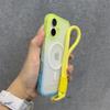For Magsafe Magnetic Water Ripple Gradient Matte Translucent Phone Case with Wrist Strap For iPhone 16 Pro Max 15 14 13 12 Cover