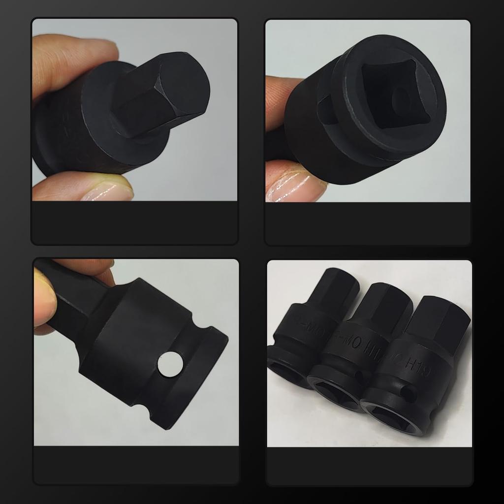 8PCS 1/2-Inch Drive Deep Impact Socket Set, 12 Point Heavy Duty Drive Deep Spindle Axle Nut, Impact Socket Nut Removal and Installation Kit.