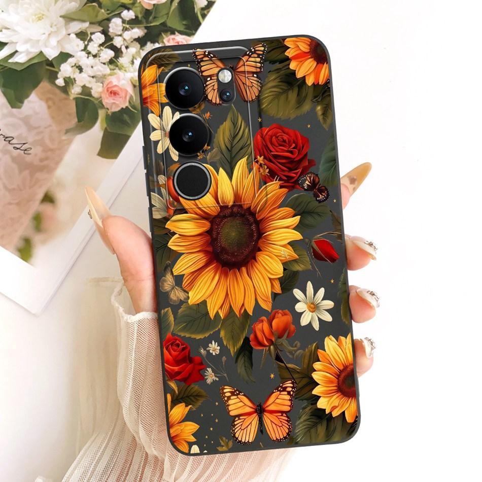 For Vivo V29 V29Pro Cute Cat Flower Cartoon Phone Case For Vivo V 29 V29 Pro V2250 V2251 Shockproof Soft Silicone Covers Bumpers