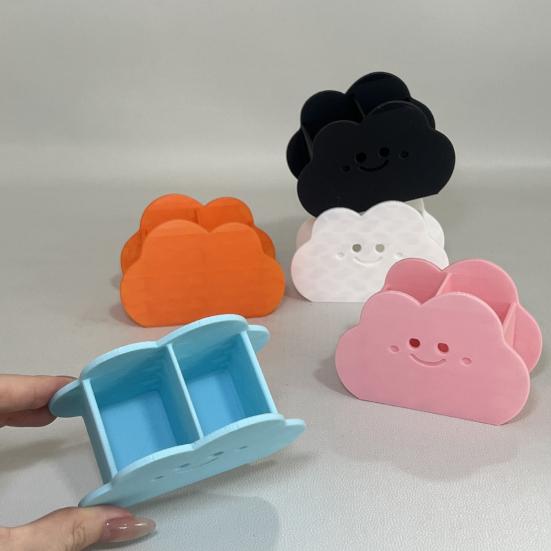 Storage Box Cloud Shape Waterproof Desktop Organizer with Rounded Edges Cute Macaron Colors Holder for Pens Makeup Brushes