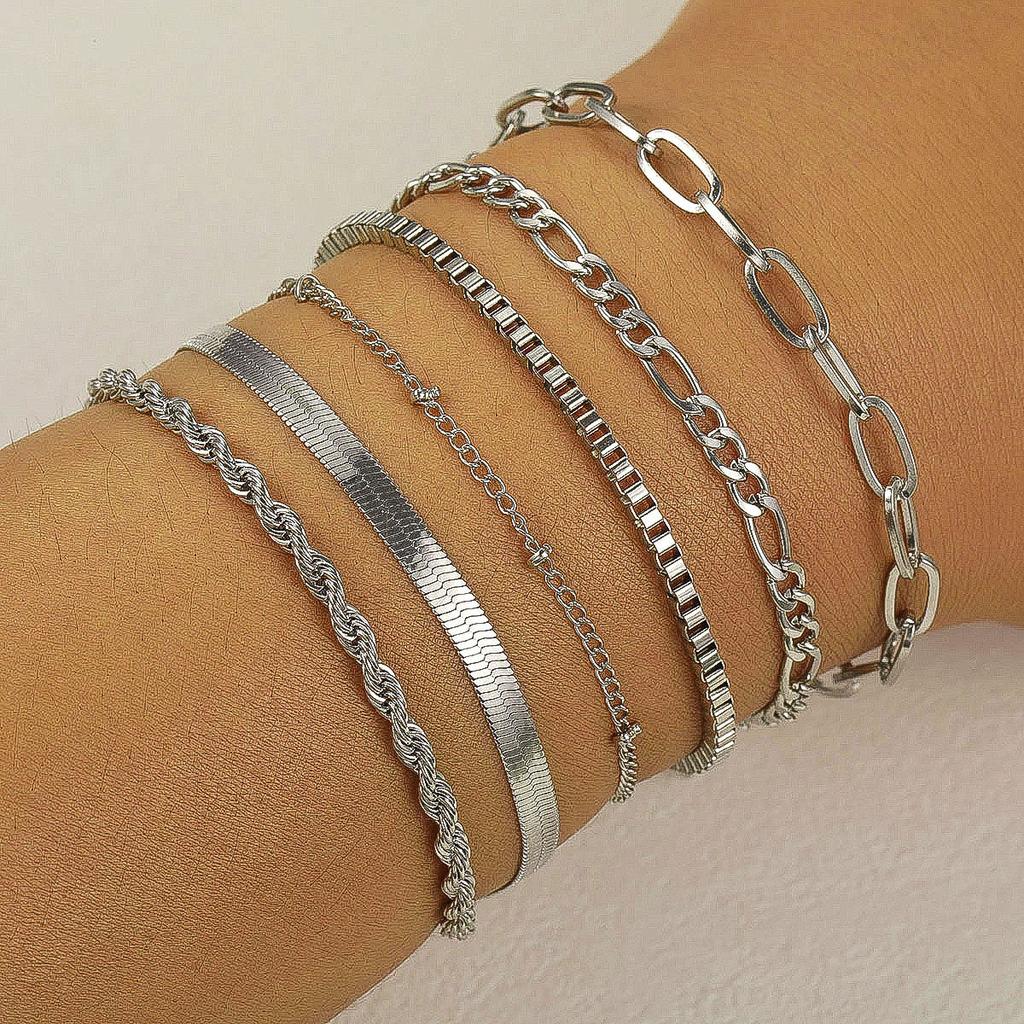 New 6 Pcs Gold Color Bracelet Set Boho Retro Thick Twist Cuban Chain Bracelet for Women 2026 Trendy Quality Jewelry Gifts