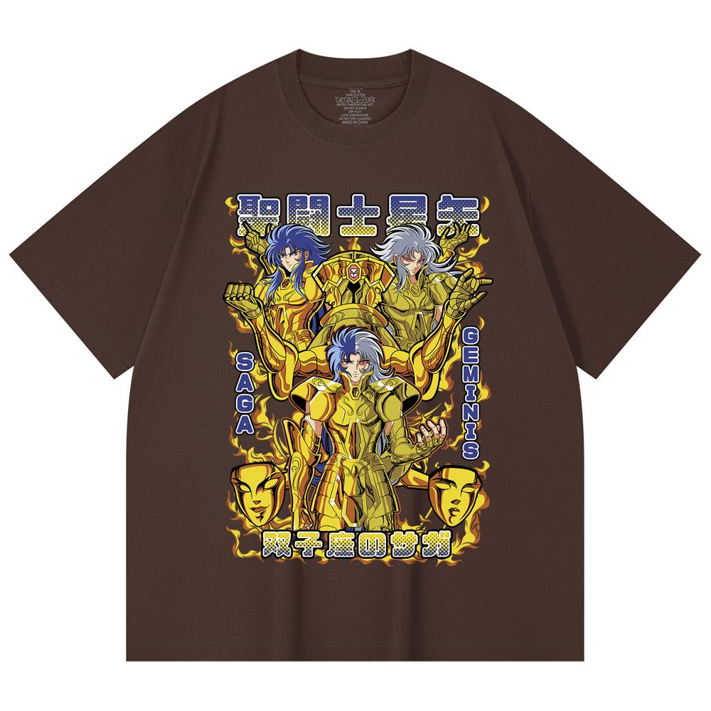 230 g/m² 100 % Baumwolle Saint Seiya V21 Zwilling Druck Unisex Schweres Baumwoll-T-Shirt