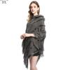 DX~~ Fall/Winter New Knitted Hooded Cape Shawl Monochrome Pullover Cape Knit Hooded Large Shawl