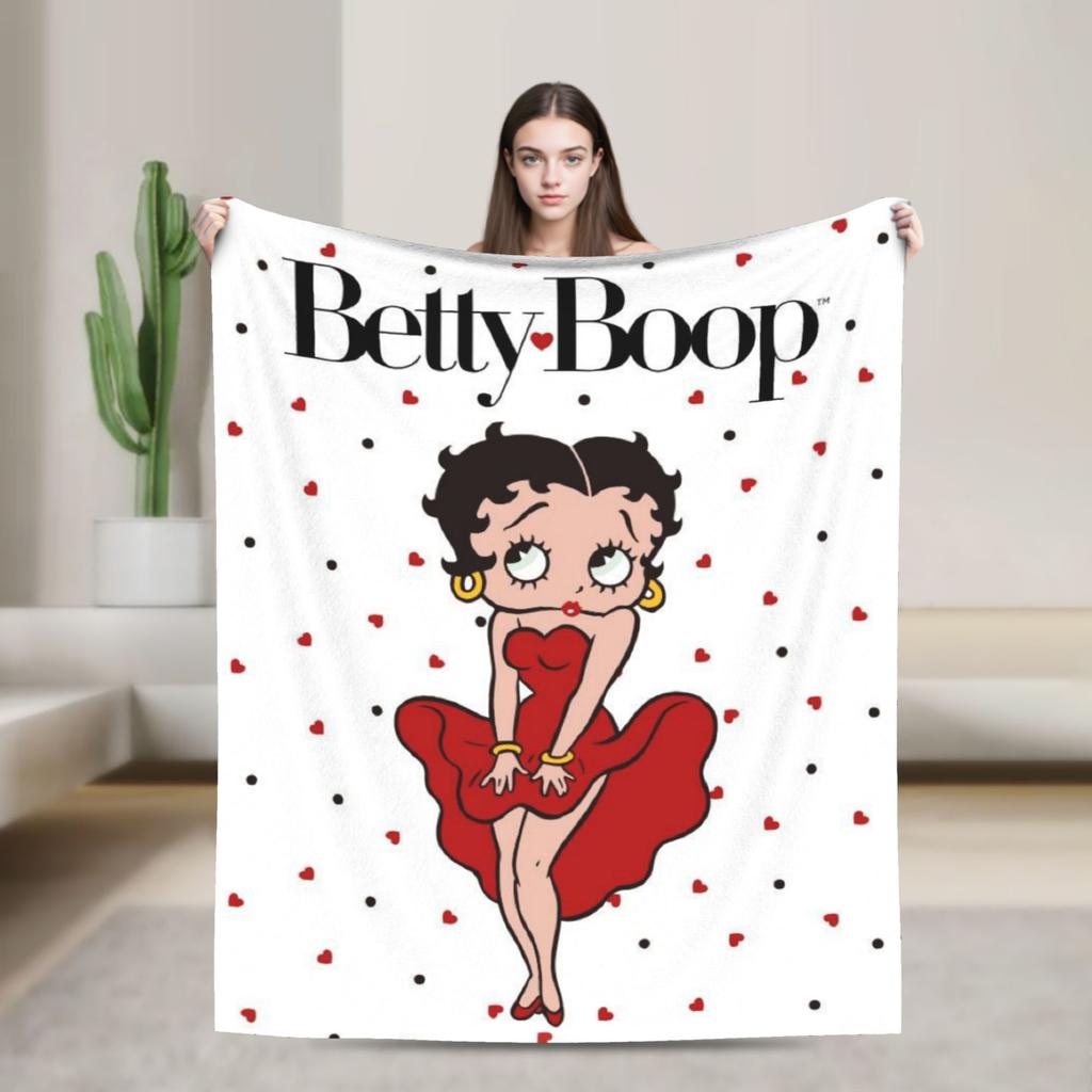 B-Bettys Boops Warm Blanket Kids Plush Throw Blanket Aesthetic Couch Chair Flannel Bedspread Sofa Bed Cover