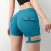Summer Peach Butt Fitness Exercise Three-Quarter Pants Cargo Air Dry Pocket Yoga Tight Lift The Hips Women's Shorts